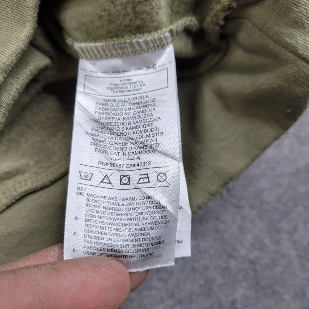 Adidas Sweatshirt Mens Medium Green Fleece Pullover‎ Crewneck 3-Stripes H44049